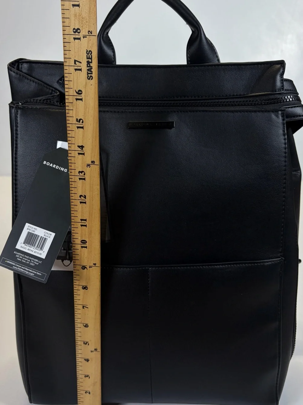 Boarding Pass Black Faux Leather Travel Backpack Tote Carry-On Bag NWT